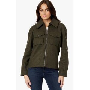 Avec Les Filles Womens Size Large Relaxed Zip Front Jacket Pockets Olive Green
